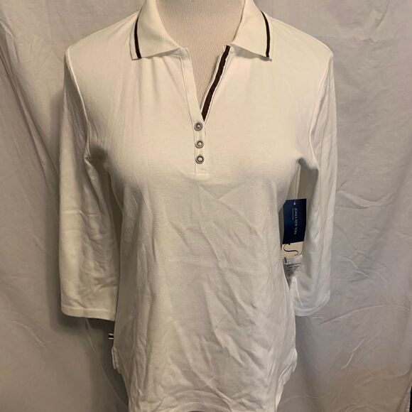 NEW! Jones New York Long Sleeve Collard Top Sz L - Picture 2 of 5